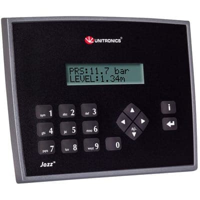 Jazz PLC controller + built-in textual HMI + onboard IO, by Unitronics